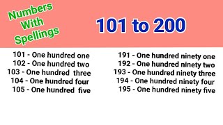 101 to 200 numbers with spelling101 to 200 numbers video [upl. by Nugesulo]