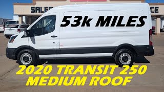 2020 FORD Transit 250 Medium Roof  ONLY 53k Miles [upl. by Leirud234]