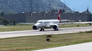 Embraer E190E2 HBAZD Helvetic Airways landing Sion airport Valais Switzerland 13062024 [upl. by Zeph]