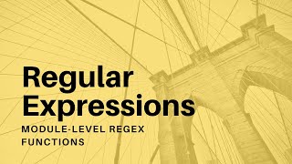 Regular Expressions  04  Module Level RegEx Functions [upl. by Ecinnaj]