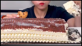 ASMR MUKBANG Eating an Entire ICE Cream CAKE [upl. by Elleinahc697]