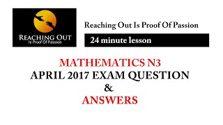 Mathematics N3 April 2017 Question Paper and Answers [upl. by Chon]