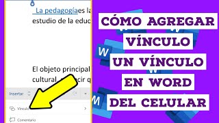 COMO AGREGAR UN VÍNCULO EN EL WORD DEL CELULAR [upl. by Guillermo]