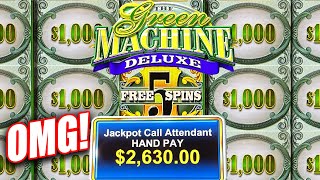 MASSIVE JACKPT WINS ON GREEN MACHINE DELUXE ★ HIGH LIMIT SLOT PAY [upl. by Akisej]