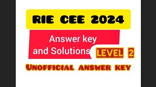 RIE CEE 2024REGIONAL BED ANSWER KEY amp SOLUTION LEVEL 2 BY PRASANTA SIR OF DCS LEARNING ACADEMY [upl. by Fawn]