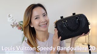 Louis Vuitton Speedy Bandoulière 20 Black amp Gold  Tiana Le [upl. by Anyer]