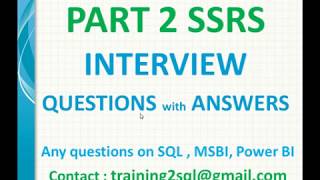 SSRS Interview Questions with Answers Part 2 [upl. by Vasta585]