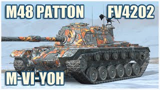 M48 Patton FV4202 amp MVIYoh • WoT Blitz Gameplay [upl. by Eecram]