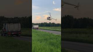 Heli truck landing farming robinsonr44 cropdusting flying aviation [upl. by Grimbald]