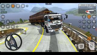 iron pipe trailer truck crossing extreme incline [upl. by Ynohtnaleahcim361]