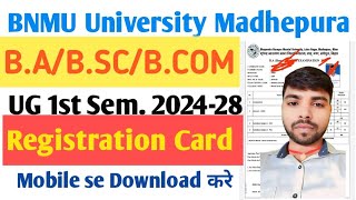 BNMU Part 1 registration card 202428 kaise download kare  bnmu part 1 registration slip download [upl. by Niroht]