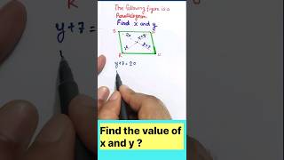 Find the value of x and y  parallelogram mathstricks viralmaths shorts [upl. by Schlessel]