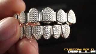 Sterling Silver CZ Diamond Teeth by Custom Gold Grillz [upl. by Roleat]