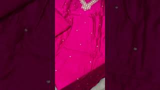 Pink dola silk handwork with pure khadi dupatta unstitched dress material Ethnicbffs [upl. by Kisor]