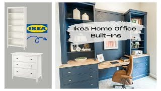 DIY IKEA Hemnes Home Office BuiltIn Desk amp Bookshelf Hack [upl. by Skutchan128]