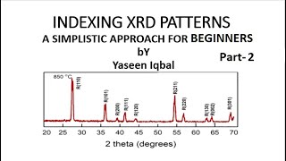 Part 2 XRD PEAKS INDEXING A SIMPLISTIC APPROACH BY PROFESSOR YASEEN IQBAL [upl. by Konstance739]