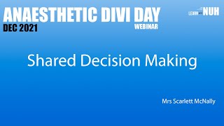 Shared Decision Making  Anaesthetics [upl. by Mordecai]