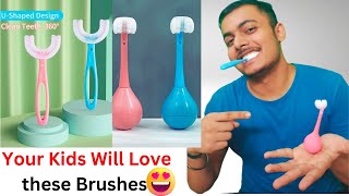 U Shaped Toothbrush for Kids😍 Three Sided Toothbrush  Best Brush for Baby Teeth [upl. by Htaek]