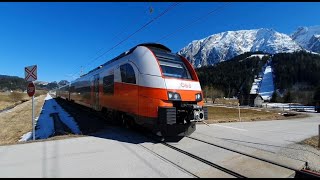 Skiflugschanze Kulm  Vorbeifahrt der CityjetGarnitur REX 3427 in Richtung AttnangPuchheim [upl. by Oznarol]