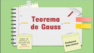 Teorema De Gauss Regla de Ruffini y Teorema del Resto [upl. by Tobit]