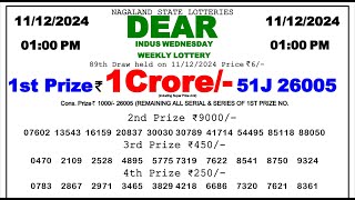 Dear Lottery Sambad Today 1pm 111224 Nagaland Lottery Result fax [upl. by Eniahpets]