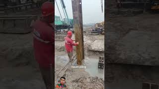 I beam piling  konstruction construction crane civilengineering concrete excavator machine [upl. by Euqinim]