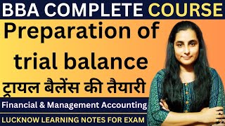 Preparation of trial balance  Trail Balance in hindi  Financial amp Management Accounting bba [upl. by Cristionna143]