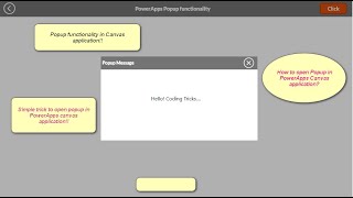 How to create Popup in PowerApps Canvas Application Popup in PowerApps Canvas Application [upl. by Ylrak]