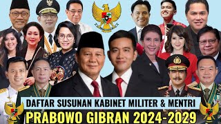 DAFTAR SUSUNAN KABINET MILITER amp MENTRI KABINET PRABOWO GIBRAN 2024 2025 [upl. by Tail]