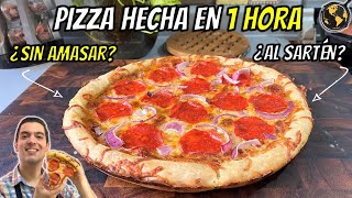 Pizza Casera En Menos De 1 Hora Tamaño Familiar  sin Amasar 🍕 [upl. by Dettmer]