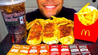 McDonalds French Fries Grilled Cheese Burritos Big Bites Eating Show Mouth Sounds No Talking [upl. by Saisoj]