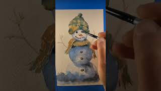 2 bonhomme de neige aquarellefacile watercolorpainting art watercolors [upl. by Fronia]