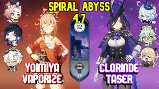 Yoimiya Vaporize amp Clorinde Furina Taser  New Spiral Abyss 47 Floor 12 9 Stars  Genshin Impact [upl. by Lewes140]