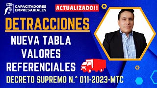 Detracciones Nueva Tabla de Valores Referenciales Servicio de transporte de bienes por vía terrestre [upl. by Avlem]