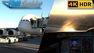 MSFS2020  FBW A380  Wonderful morning arrival  Landing in Dubai OMDB  4K HDR 60 FPS [upl. by Notgnirra]