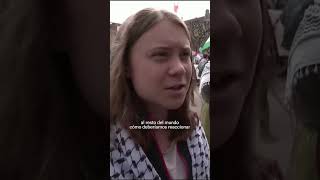 Greta Thunberg acude a una manifestación en Suecia contra la participación de Israel en Eurovisión [upl. by Lamp]