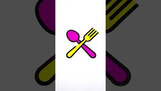 Spoon fork Coloring Pages art shorts youtubeshorts nice food drawing cute zoonomaly [upl. by Noslen]