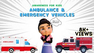 Ambulance Cartoon with Sirens  Emergency Rescue Vehicle  Safety Awareness  Rescue 1122 [upl. by Ahsuatal730]