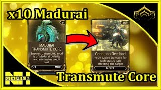 Warframe Transmuting x10 MADURAI CORES 100k Cephalon Simaris Standing points [upl. by Bello153]