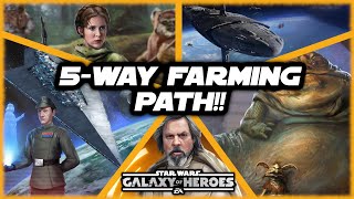 Luke Jabba Leia Executor and Profundity This Amazing 5Way Farming Path in Galaxy of Heroes [upl. by Areit]