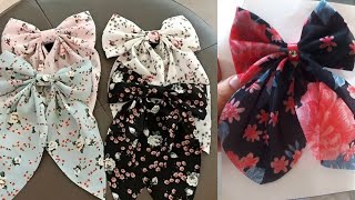 DIY cute fabric bow with tails for hair clip and hair tie DIY hair clip [upl. by Hitoshi409]