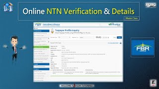 NTN Verification Online on FBR  Online NTN Inquiry  Why we Verify NTN  Check Taxpayer NTN Details [upl. by Aerdnahc]