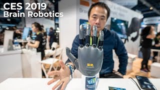 CES 2019  Brain Robotics artificially intelligent EMG Prosthetic Hand [upl. by Nesmat]