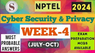 Cyber Security and Privacy  Week4 Assignment Answers 2024  NPTEL nptel2024 [upl. by Aliahkim]