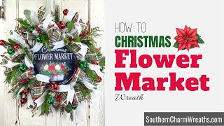 How to Deco Mesh Christmas Poinsettia Wreath Tutorial  How to Make Deco Mesh Wreaths with 10 inch [upl. by Allenrad]