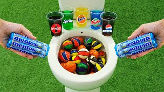 Basketball VS Popular Sodas  Pepsi Coca Cola Fanta Sprite Fruko and Mentos in the toilet [upl. by Naret]