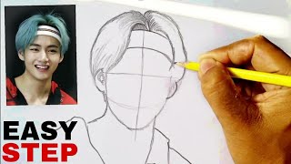 BTS V Kim Taehyung pencil drawing  BTS army [upl. by Mackintosh]