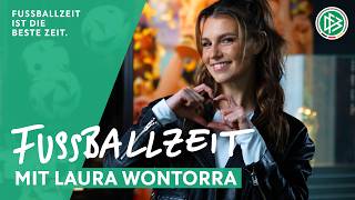 Im KonfirmationsOutfit zur DoubleFeier  FUSSBALLZEIT MIT Laura Wontorra [upl. by Ahsoym]