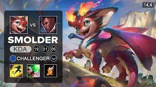 Smolder vs Lucian ADC  EUW Challenger  Patch 144 Season 14 [upl. by Vanden]