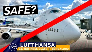 SAFETY LAPSE on LUFTHANSA 🚨 BUSINESS CLASS on a 747 🇩🇪 Frankfurt ✈ Bengaluru 🇮🇳 Ambivalent Crew [upl. by Aznecniv]